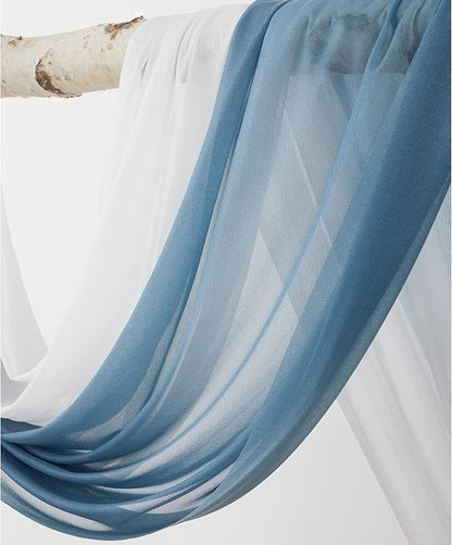Wedding Arch Flowers with Drapes Kit (Pack of 4) - 2pcs Artificial Dusty Blue Deluxe Swag with 2pcs Sheer Drapes for Wedding Ceremony Arbor Reception Backdrop Rose Floral Decoration