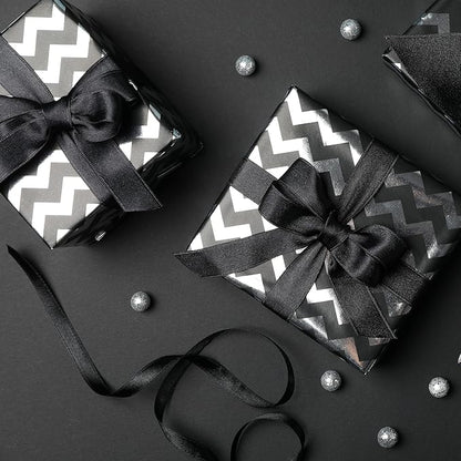 LIUYAXI Black Double Faced Satin Ribbon, 3/8" X Continuous 100 Yards, Ribbons Perfect for Gift Wrapping Bows Bouquet Wedding Decor DIY Craft and More