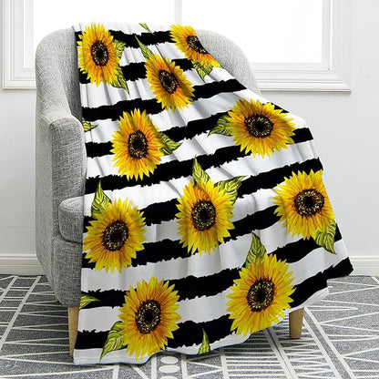 Jekeno Sunflower Gifts Blanket for Women Girls, Sunflowers Decor Gifts for Sunflower Lovers Adult Kids, Cute Throw Decoration for Home Living Room Bed Couch