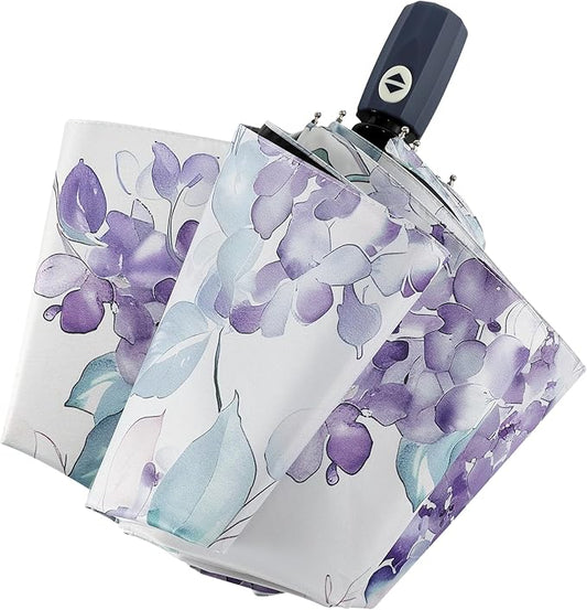 Color Coated Sun Umbrella UV Protection Compact Folding Windproof Parasols Travel Auto Open Close Shade Blocking UV
