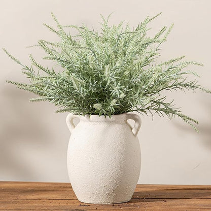 Ceramic Flower Vase 7.6 inch Farmhouse Rustic Vase Decorative Pottery Terracotta Vases for Home Decor Table Mantle Fireplace Living Room Bathroom Wedding Centerpiece (White-Upgraded)