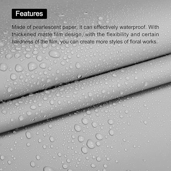 MECCANIXITY 10 Pcs Flower Wrapping Paper 22.8x22.8 Inch Waterproof Florists Wrapping Paper for Florist Bouquet Supplies, DIY Crafts, Gift/Gift Box Packaging Gray