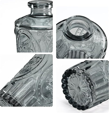Small Glass Vase Set of 12, Grey Bud Vases for Centerpiece Table Decorations, Boho Vintage Flower Vases in Bulk, Mini Vase Decorative for Wedding Party Baby Shower Birthday Home Decor