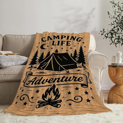 Camping Blanket Camper Throw Blanket Soft Cozy Fleece Fuzzy Stuffed Plush Flannel Gifts for Girls Women Boys Kids Adults 40''x50''