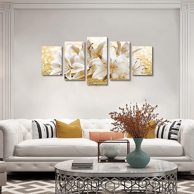 LUDUHU Arts Modern Flower Theme Wall Art - Abstract Orchid Canvas Wall Decor Flower Abstract Painting Still Life Canvas Wall Art for Home Decor (H,Oversize 60x30inch)