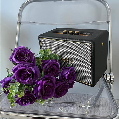 Nubry Artificial Silk Rose Flower Bouquet Lifelike Fake Rose for Wedding Home Party Decoration Event Gift 10pcs (Purple)