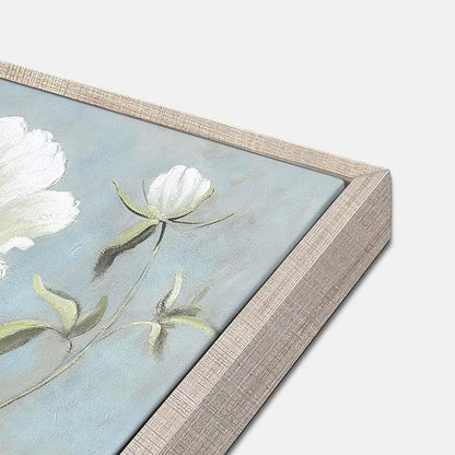 Flower Canvas White Wall Art: Living Room 2 Pieces Floral Prints Abstract Artwork Vintage Peony Bouquet Botanical Painting Picture for Bedroom Bathroom Home Office