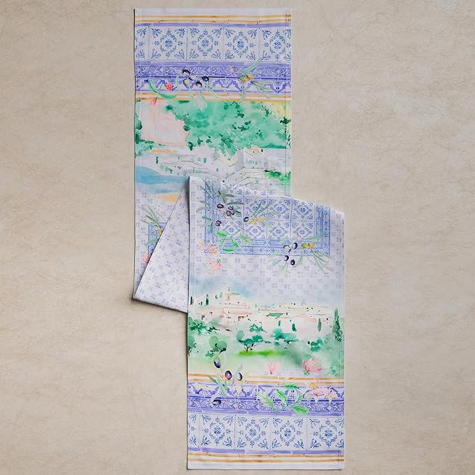 Maison d' Hermine Tablerunners 100% Combed Cotton Premium Table Runner Decorative Table Cover, Home, Kitchen, Dining, Luberon, Double Layer - (14.5"x108")