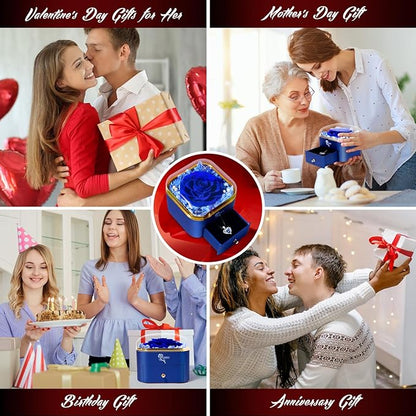 Christmas Birthday Gifts for Women,Preserved Blue Rose with I Love You Necklace,Preserved Flowers Gifts for Mom Girlfriend Women Wife Gifts Idea on Birthday Anniversary Christmas Valentines Day