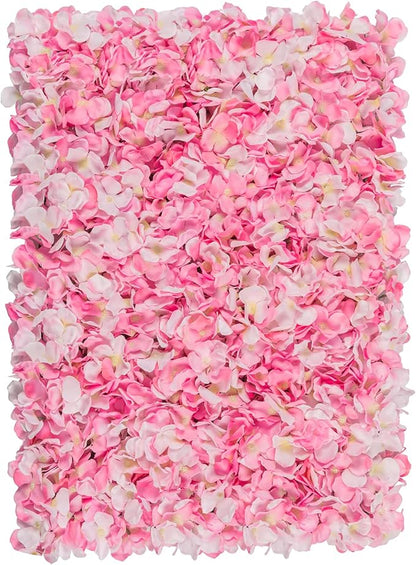 Flower Wall Panel Set, U'Artliens Artificial Wall Flower Backdrop 24x16 Inch 3D Silk Hydrangea Rose Floral Panel for Photo Background Home Party Wedding Backdrop Decoration (2pcs, Pink)