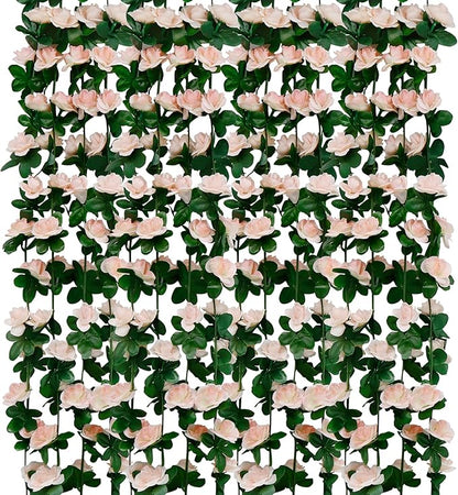 12 PCS 98.4 FT Artificial Flower Garland Rose Garland for Wedding Room Decor（12,Light Pink）