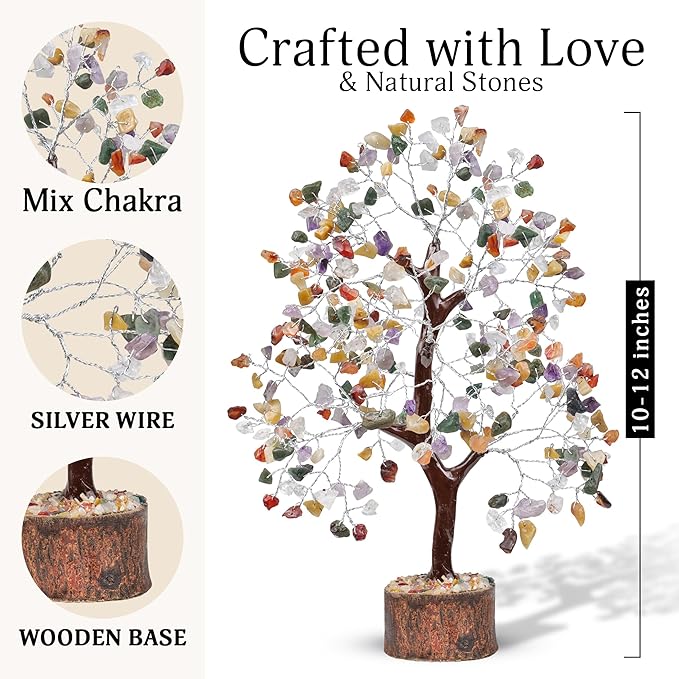 FASHIONZAADI Premium Crystal Tree of Life – 7 Chakra Tree for Healing, Positive Energy, Luck & Manifestation – Gift-Ready Packaging – Ethically Handcrafted Spiritual Gifts for mom