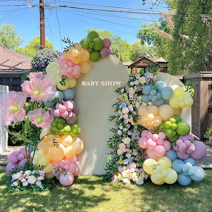 Artificial Giant Huge Flowers 5.57FT 3D Large Faux Floral Green Pink Big Flowers for Wedding Birthday Party Shop Window Display Arrangement Event Decorations