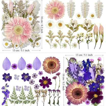 98Pcs Pressed Dried Flowers for Resin Molds, Real Natural Bulk Big Dry Floral Leave for DIY Art Crafts, Epoxy Jewelry, Candle, Soap Making, Nails Decors