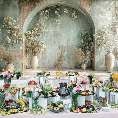 Baocicco 10x8ft Vintage Flower Wall Backdrops for Photography Mint Green Ancient Background Cloth Victoria Floral Bridal Shower Honeymoon Travel Vocation Props Wedding Engagement Party Banner Props