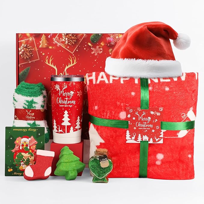 Christmas Gifts Basket for Women, Xmas Self Care Spa Gift Set for Mum, Wife, Best Friend, Sister, Coworkers, Teacher, Nurse, Secret Santa Gifts Box Set Christmas Tumbler