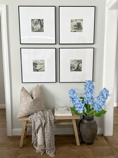 Artificial Hydrangea Flowers Real Touch – 3PCS 24.8" Faux Cone Hydrangea Stems for Tall Vases, Home Décor, Wedding Centerpieces, Floral Arrangements – Sky Blue