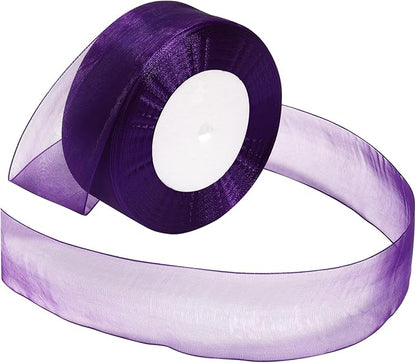 Purple Ribbon for Gift Wrapping 1-1/2 inch Sheer Organza Ribbon for Flower Bouquet Tulle Chiffon Ribbons for Wedding Invitations Christmas Decorations Crafts 50 Yards
