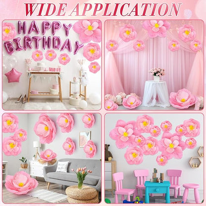 Giant Paper Flowers Artificial Large Paper Flower Decoration for Handcrafted Wall Backdrop Christmas Mexican Wedding Graduation Bridal Shower Birthday Party Supplies(Gradient Pink,12 Pcs)