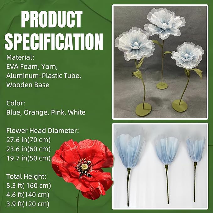 Large EVA Artificial Flower, 5.3ft Giant Flower Backdrop Decorations for Wedding Birthday Christmas Party Photography Mall Shop Window Display Home Decor Props, Purple