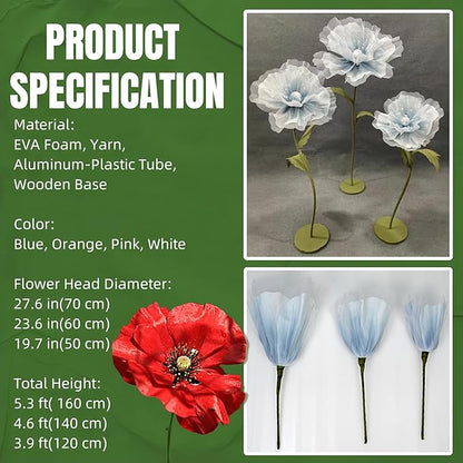Large EVA Artificial Flower, 5.3ft Giant Flower Backdrop Decorations for Wedding Birthday Christmas Party Photography Mall Shop Window Display Home Decor Props, Pink