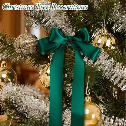 Dark Green Ribbon 1 Inch Christmas Ribbon Emerald Green Satin Ribbons 60 Yards for Gift Wrapping Bows Crafts Christmas Tree Xmas Decorations