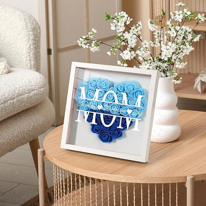 Mom We Love You - Personalized Flower Shadow Box with Names, Christmas Mothers Day Flower Box Gifts for Mom (Style 1-Mom with Names)