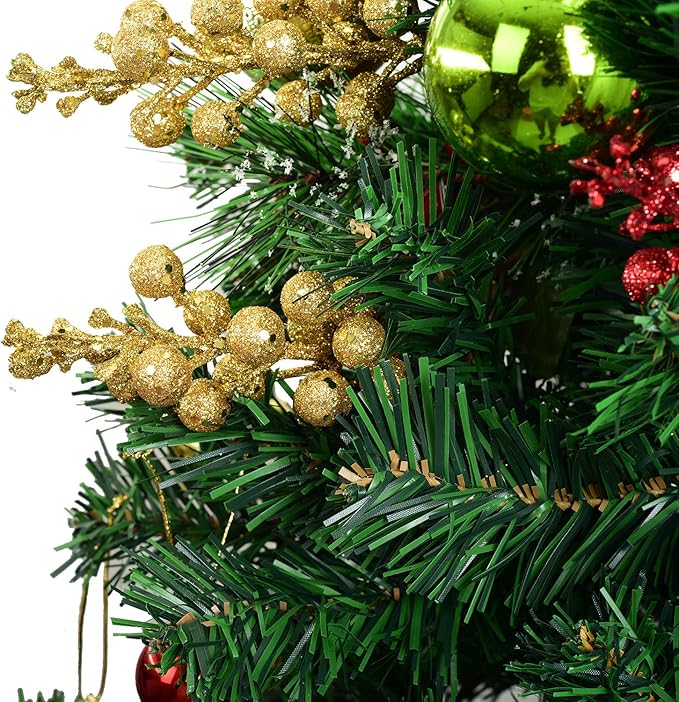 14 Pack Christmas Glitter Berries Stems, 7.8Inch Artificial Christmas Picks for Christmas Tree Ornaments, DIY Xmas Wreath, Crafts, Holiday and Home Decor, Gold