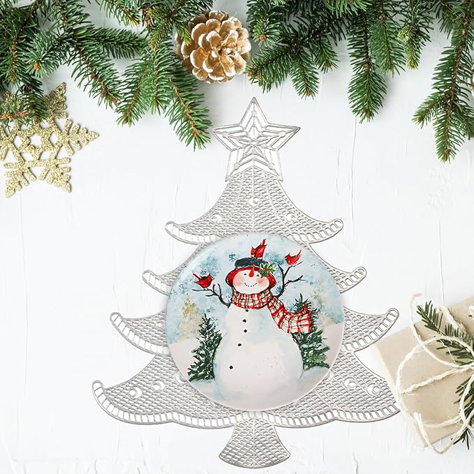 Lot of 6 Christmas Placemats, Placemats Decorations Table Mats Hollow Out Vinyl Place Mats for Dining Table Setting Kitchen Table Mats Christmas Decoration (Silver Christmas Tree)