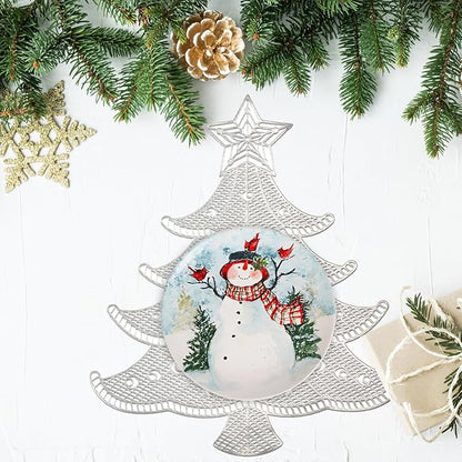Lot of 6 Christmas Placemats, Placemats Decorations Table Mats Hollow Out Vinyl Place Mats for Dining Table Setting Kitchen Table Mats Christmas Decoration (Silver Christmas Tree)