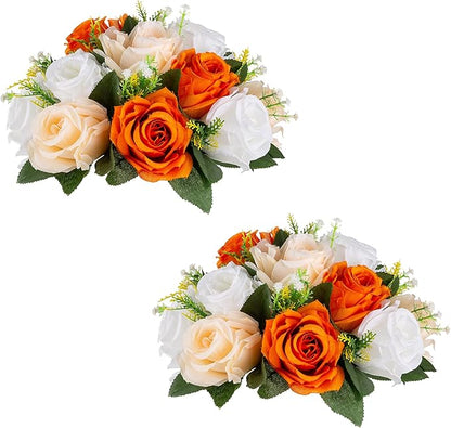 Flower Centerpieces for Wedding Tables: Wedding Table Decorations Orange Flower Balls Centerpieces for Engagement Cerebration Party Center Pieces 2 Packs