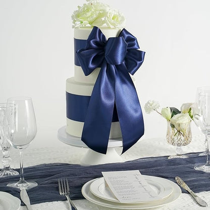 MEEDEE Navy Satin Ribbon Lux Double Faced Satin Ribbon 3 Inch Navy Blue Ribbons by 10 Yards Navy Blue Ribbons for Christmas Tree, Flower Bouquet, Weddings, Bow Making, Holiday Decorating