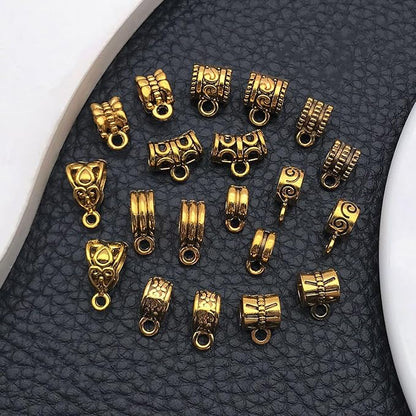 WOCRAFT 60pcs Antique Gold Bails Charms Bracelet Charms for Jewelry Making Sets DIY Necklace Bracelet Keychain Crafting Charms Kit Craft Supplies (SN852)