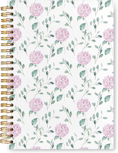VIIJJUE Hydrangea Floral Notebook Journal, Pink Flowers Notebooks for Note Taking, Pink Office Supplies, Hardcover Spiral Journal 5.5x8.3 Inch