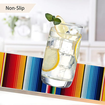 Rainbow Colorful Stripe Mexican Placemats Set of 6,Ethnic Mexican,Waterproof Non-Slip Washable Table Mats Set for Kitchen Dining Holiday Party Wedding Decor 12x18 Inch