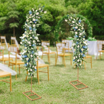 Metal Arch Backdrop Stand, 2 set Gold Metal Curved Top Wedding Arch Frames, Flower Arch Door Floral Decorations for Wedding Birthday Party Anniversary Ceremony