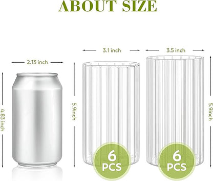 16 Packs Ribbed Glass Vase, 5.5/6 Inch Tall Clear Propagation Flower Vases in Bulk Glass Cylinder Vases for Centerpieces, Floating Candle Vases for House Warming Decoration Party