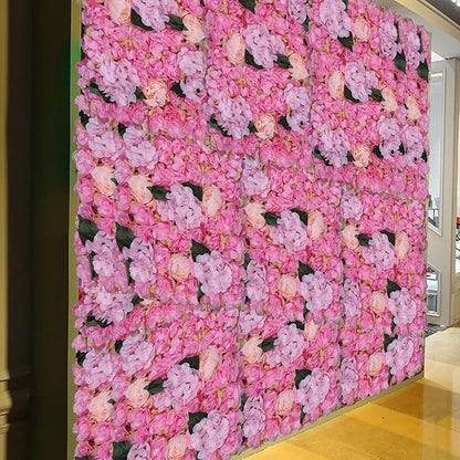 15.74"x 23.62" Artificial Flower Wall Panels,Flower Wall Mat Silk Flower Panels for Outdoor Garden Backyard Fence Fence Privacy Screen and Indoor Wall Decor (6Pcs Pink)