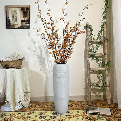 Large Rustic Ceramic Farmhouse Vase,23.6 Inch Tall Pottery Decor Floor Vases Vintage Flower Vases for Home Living Room Entryway Table Centerpiece Decor,Terracotta Vase,Wedding Gift,White