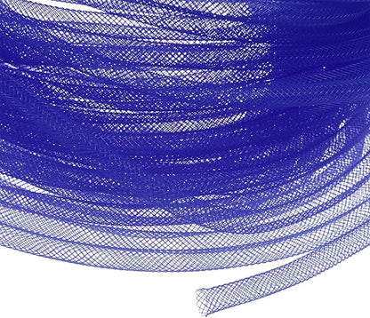Mesh Tube Ribbon 25 Yards, 6mm Elastic Fabric Ribbons Mesh Tubing for Crafts/Gift Wrapping/Flower Bouquets/Wedding/Birthday/Holiday/Wreaths Christmas/Decoration[Dark Blue]