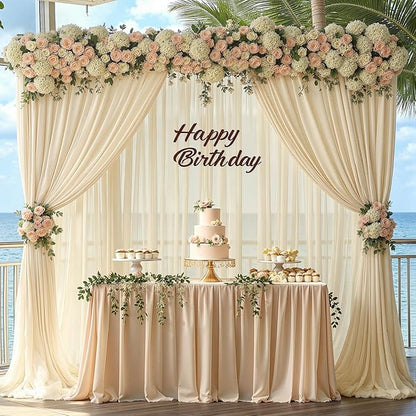 10ft x 10ft Champagne Backdrop Curtains, Wrinkle-Free Sheer Chiffon Fabric Photo Backdrop Drapes for Wedding Arch Party Ceremony Stage Photography Decorations