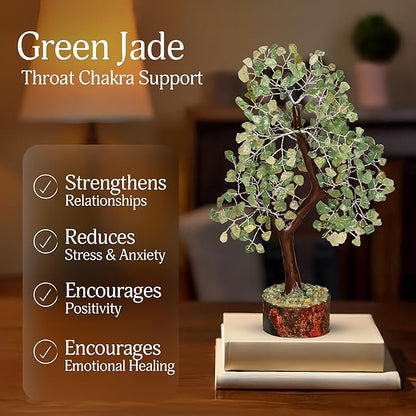 YATSKIA Green Jade Stone - Artificial Trees, Bonzai Tree, Green Jade, Healing Stone, Crystals Tree, Crystal Tree of Life, Crystal Items for Gift