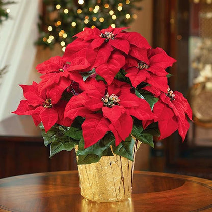 Iceyyyy 2 Roll 10 Yard Christmas Plant Pot Floral Foil, Matte Texture Floral Foil Plant Pot Covers, Golden Florals Foils Wrapping Paper for Home Garden Pots Vases DIY Decoration