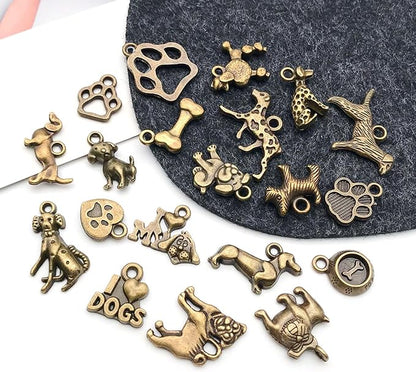 WOCRAFT 60pcs Antique Bronze Dogs Bracelet Charms for Jewelry Making Sets DIY Necklace Bracelet Keychain Crafting Charms Kit Craft Supplies (SN859)