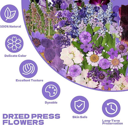 CONVELIFE Dried Flowers for Resin 119Pcs, Pink Real Natural Pressed Flowers with 10Butterfly Stickers, Dried Leaves kit for Scrapbook Supplies Card Making Resin Jewelry Making Soap Candle DIY Crafts