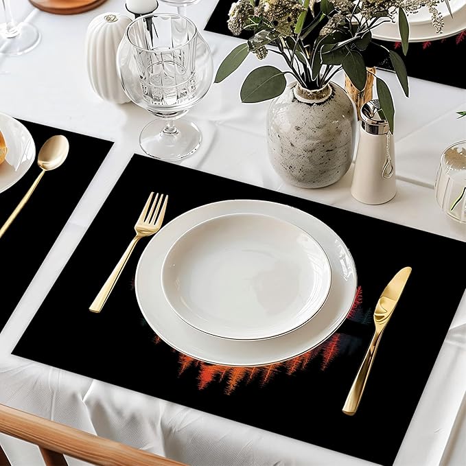 Big Foot Forest Placemats Set of 6,Washable Kitchen Dining Linen Table Mats for Home Party Dinner Indoor Outdoor 12x18Inch