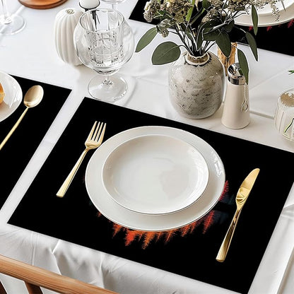 Big Foot Forest Placemats Set of 6,Washable Kitchen Dining Linen Table Mats for Home Party Dinner Indoor Outdoor 12x18Inch