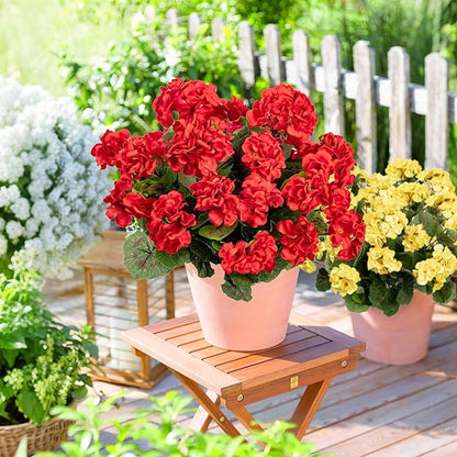 Plastic Flowers for Outdoors Home Decor Fake Plants Artificial Flowers Artificial Geraniums Outdoor Fake Flowers Silk Bouquet, Fall Decoration for Interior Porch Garden Decor(Red) 8PCS 14.4"