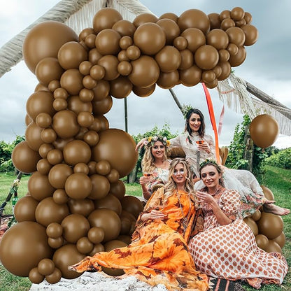 Togvu Brown Balloons Different Sizes, 123 Packs Boho Brown Balloons, Pack of 18 12 10 5 Inch Neutral Tan Brown Balloons Garland Arch Kit for Birthday Baby Shower Bear Theme Party Decoration, Khaki