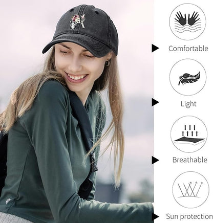 Negi Retro Baseball Cap Denim Hat for Women Female Washed Distressed Adjustable Dad Hats Unconstructed Cotton